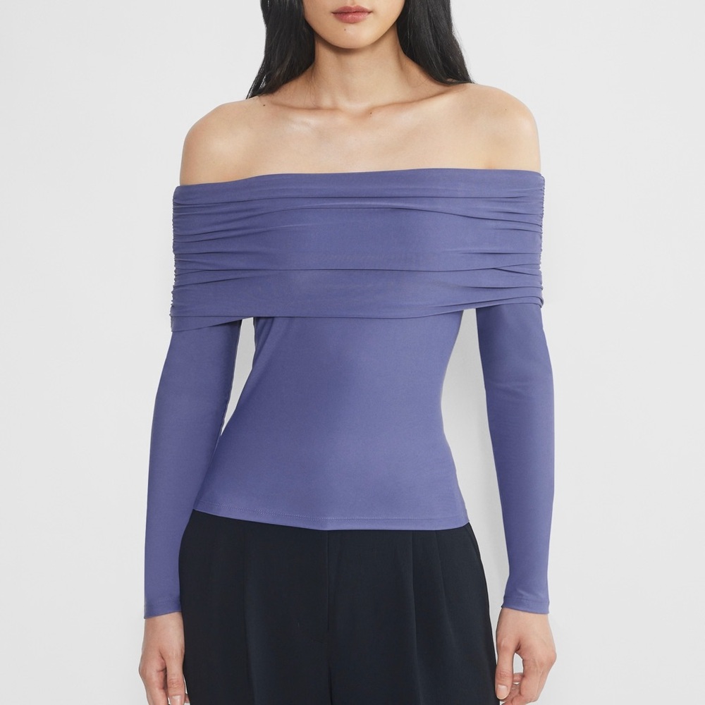 Wilfred Aritzia Lavinia Off-The-Shoulder Top Blue Size S NWT